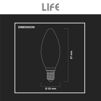 Lampadina LED E14 6,5W Candela Filament Vetro Milky Life