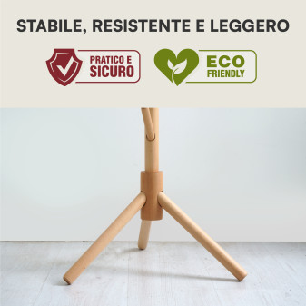 Appendiabiti da Terra Legno Naturale 8 Ganci 2 Altezze 3 Colori