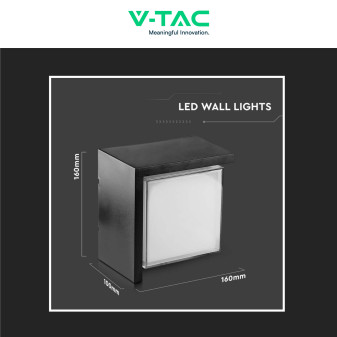 VT-827 Lampada LED da Muro 12W Nera SMD Applique IP65 V-Tac