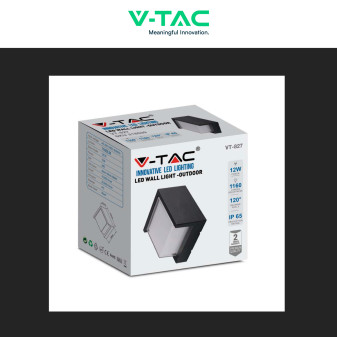VT-827 Lampada LED da Muro 12W Nera SMD Applique IP65 V-Tac