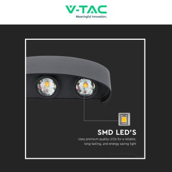 VT-846 Lampada LED da Muro 5W Nera con 6 LED SMD IP65 V-Tac
