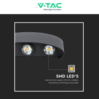 VT-846 Lampada LED da Muro 5W Nera con 6 LED SMD IP65 V-Tac