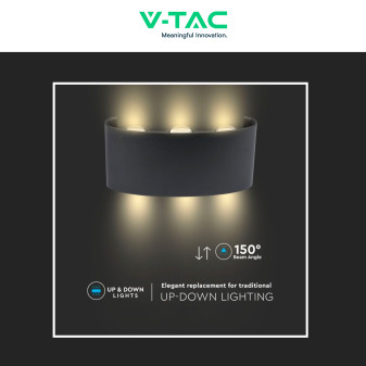 VT-846 Lampada LED da Muro 5W Nera con 6 LED SMD IP65 V-Tac