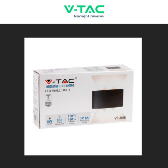 VT-846 Lampada LED da Muro 5W Nera con 6 LED SMD IP65 V-Tac