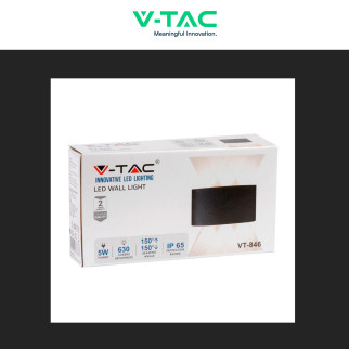 VT-846 Lampada LED da Muro 5W Nera con 6 LED SMD IP65 V-Tac