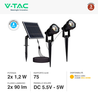 VT-11031 Lampade LED Giardino 2x1,2W IP65 con Pannello V-Tac
