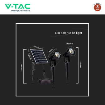 VT-11031 Lampade LED Giardino 2x1,2W IP65 con Pannello V-Tac