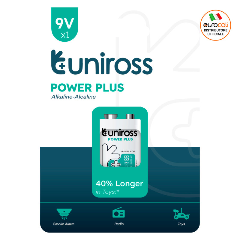 Pila 9V Transistor Power Plus 6LR61 E-Block  Uniross