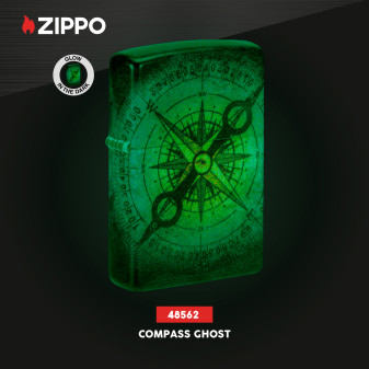 Accendino Zippo Premium 48562 Compass Ghost Luminoso al Buio