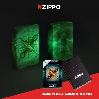 Accendino Zippo Premium 48562 Compass Ghost Luminoso al Buio