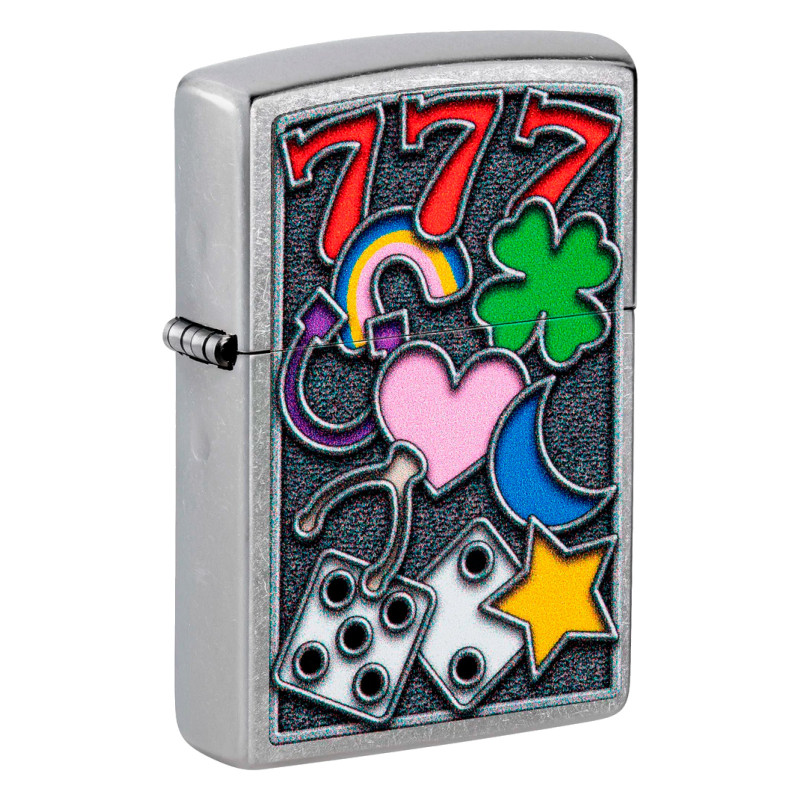 Accendino Zippo 48682 All Luck Design Ricaricabile Antivento