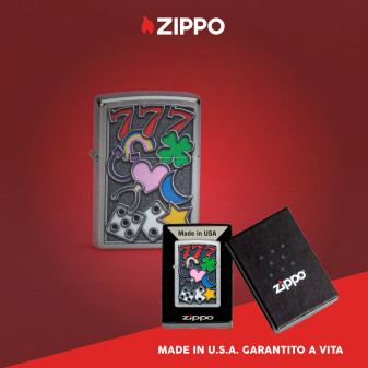Accendino Zippo 48682 All Luck Design Ricaricabile Antivento