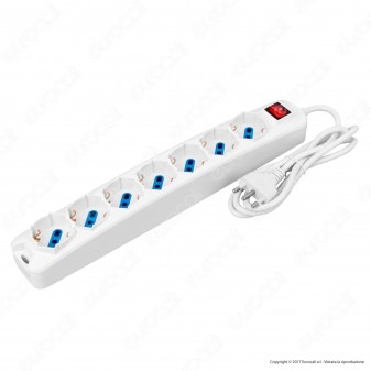 Life Multipresa 7 Posti Colore Bianco con Interruttore - per Interno