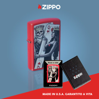 Accendino Zippo mod. 48624 Skull King Queen Beauty Antivento