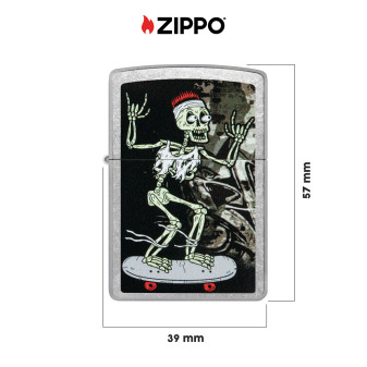 Accendino Zippo 48911 Skateboard Design Ricaricabile Antivento
