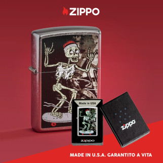 Accendino Zippo 48911 Skateboard Design Ricaricabile Antivento