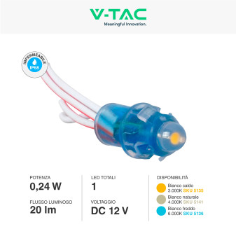VT-50501 Modulo con 1 LED SMD 0,24W 12V Impermeabile IP68 V-Tac
