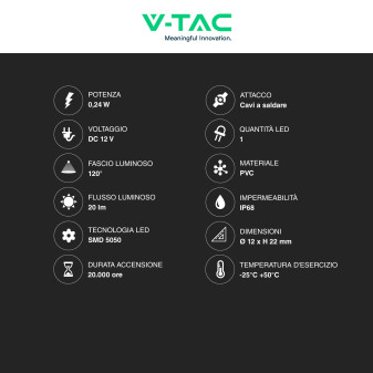 VT-50501 Modulo con 1 LED SMD 0,24W 12V Impermeabile IP68 V-Tac