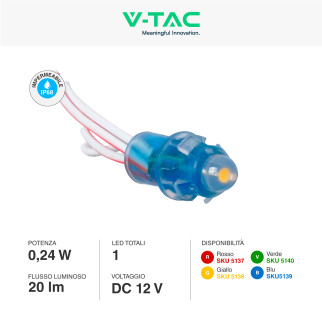 VT-50501 V-Tac Modulo con 1 LED SMD 0,24W 12V IP68