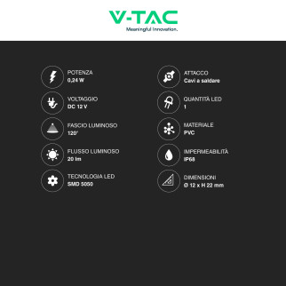VT-50501 V-Tac Modulo con 1 LED SMD 0,24W 12V IP68