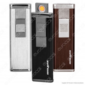 Silver Match Accendino USB in Metallo Satinato Antivento Ricaricabile