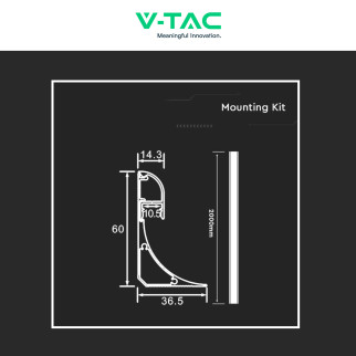 VT-8208 Profilo Angolare in Alluminio da 2m per Strisce LED V-Tac