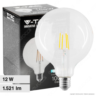 VT-2143 Lampadina LED E27 12W Bulb G125 Filament Vetro V-Tac