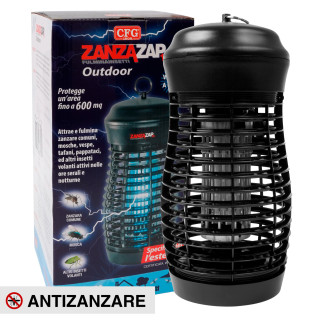 ZanzaZap18 Lampada UV 18W 360° Cattura Insetti Notturni 600m² IPX4 CFG