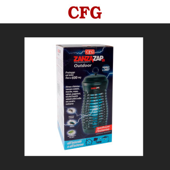 ZanzaZap18 Lampada UV 18W 360° Cattura Insetti Notturni 600m² IPX4 CFG