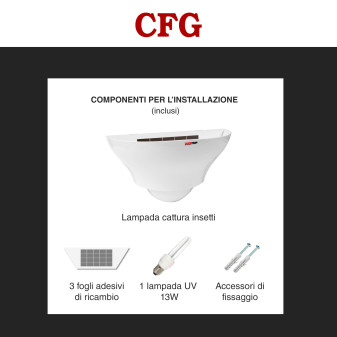 LuceTrap Lampada UV 13W Trappola Adesiva Cattura Insetti 120m² CFG