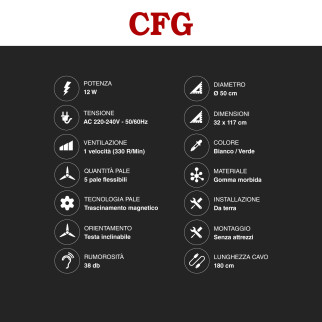 Margarita XL Stand Ventilatore Piantana 12W Magnetico
