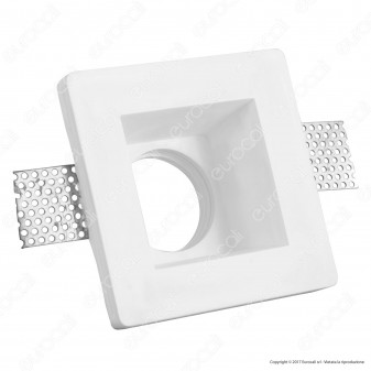 Portafaretto Quadrato da Incasso in Gesso per Lampadine GU10 e GU5.3