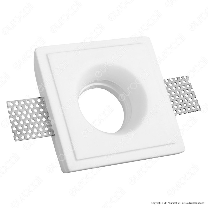 Portafaretto Quadrato da Incasso in Gesso per Lampadine GU10 e GU5.3