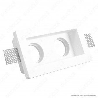 Portafaretto Doppio Rettangolare da Incasso in Gesso per Lampadine