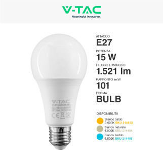 VT-2015 Lampadina LED E27 15W Bulb A65 Goccia SMD V-Tac