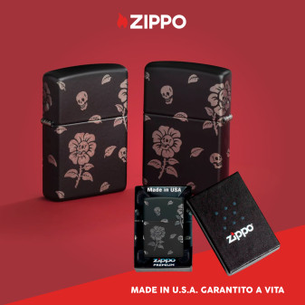 Accendino Zippo mod. 48931 Zippo Flower Skulls Design Ricaricabile
