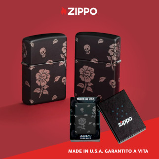 Accendino Zippo mod. 48931 Zippo Flower Skulls Design Ricaricabile