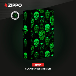 Accendino Zippo Premium 46017 Sugar Skulls Design Luminoso al Buio