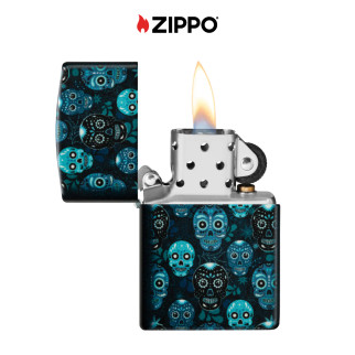 Accendino Zippo Premium 46017 Sugar Skulls Design Luminoso al Buio