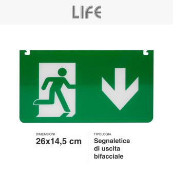 Life Segnaletica Uscita Emergenza Freccia in Giù mod. 39.LED0630SD