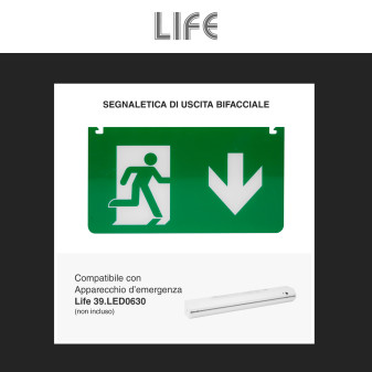 Life Segnaletica Uscita Emergenza Freccia in Giù mod. 39.LED0630SD