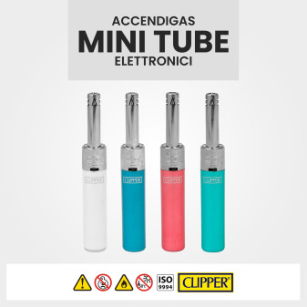 Clipper Mini Tube Accendigas Elettronico Tinta Unita 4 Accendini