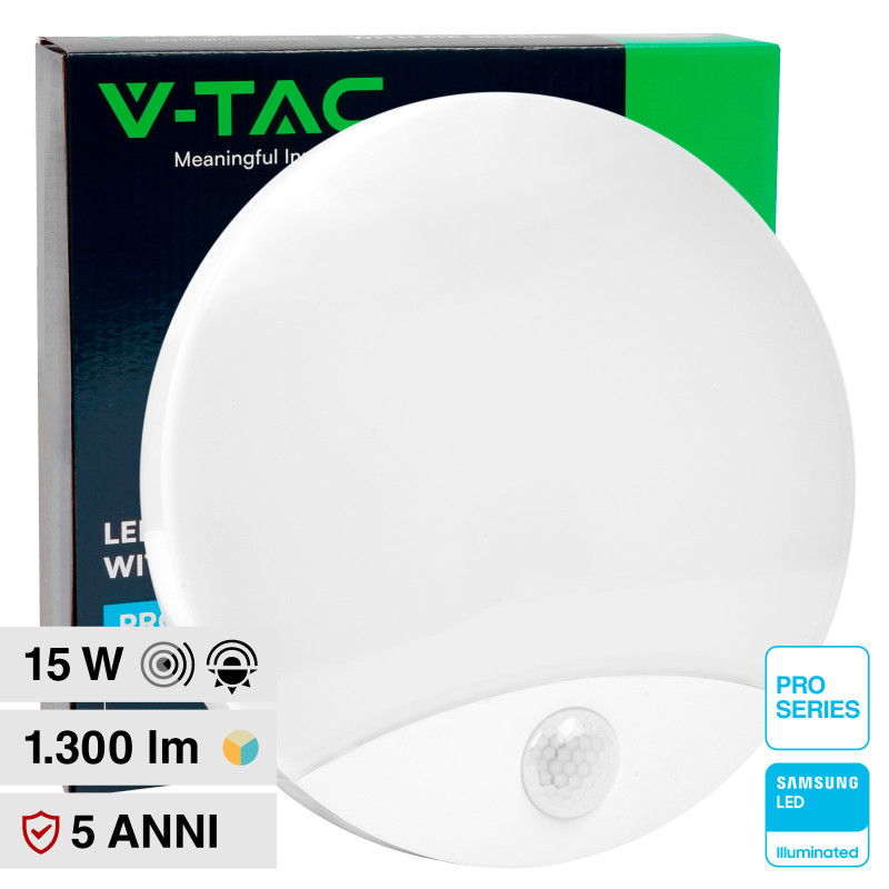 VT-81004 Plafoniera 3in1 LED Rotonda 15W SMD Chip Samsung V-Tac Pro