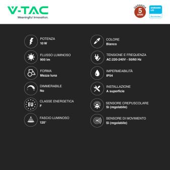VT-81005 Plafoniera LED Mezza Luna 10W SMD Chip Samsung V-Tac