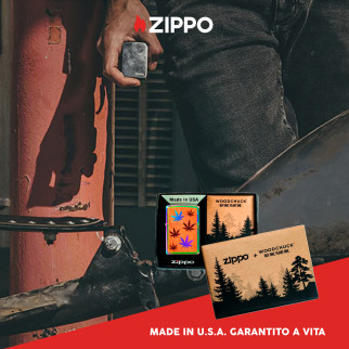 Accendino Zippo 29903 Woodchuck USA Leaves Ricaricabile