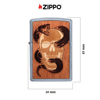 Accendino Zippo 49042 Woodchuck USA Skull & Snake Ricaricabile