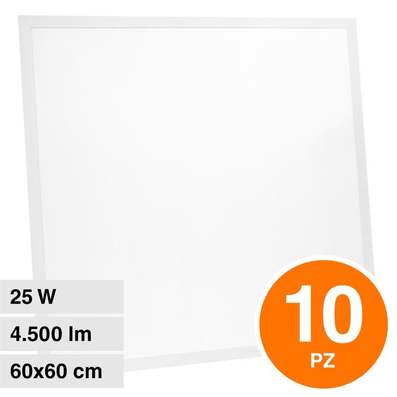 VT-60025 10 Pannelli LED SMD Quadrati 60x60 25W da Incasso con Driver