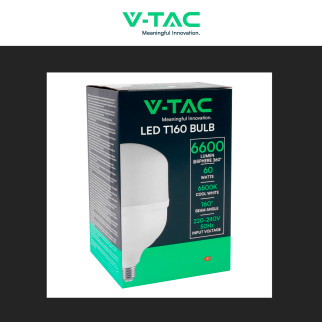 V-Tac VT-21065 Lampadina LED E27 Hi-Power 60W Tubolare T160 SMD