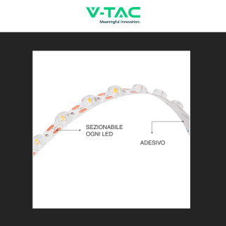 V-Tac VT-2835 Striscia LED Flessibile con Lente 82,5W 48 LED/m 5m