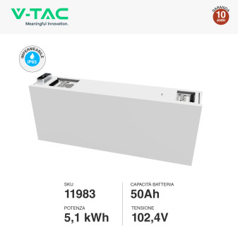V-Tac Batteria 102,4V 50Ah 5,1kWh IP65 per Sistema All-In-One
